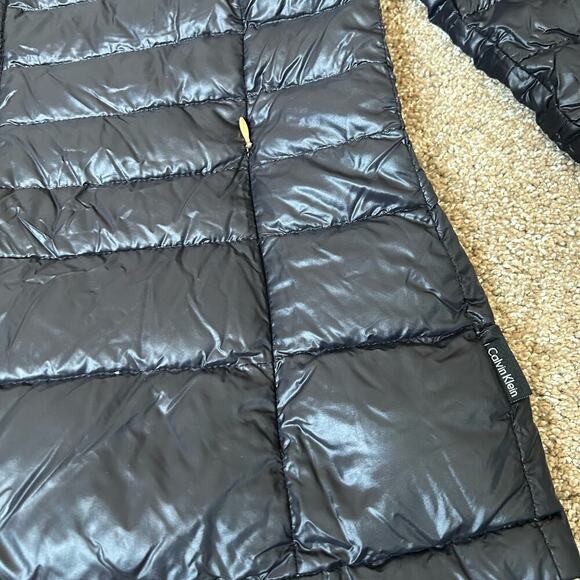Calvin Klein Packable Lightweight Down Coat Black packable gold hardware SZ SM - Picture 7 of 11